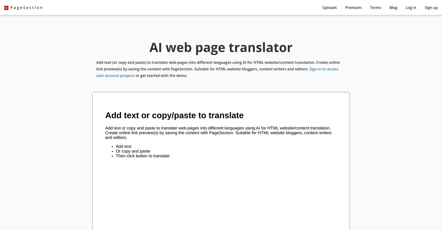 AI web page translator — translate text, copy/paste, edit webpages online - AItrendytools